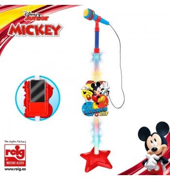 Mickey micrófono de pie con amplificador y conexiónMp3